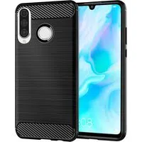 Custodia per Huawei P30 lite New Edition / P30 lite, Techsuit, Carbonio, Nera — 3