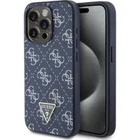 Custodia per Apple iPhone 15 Pro, Guess, 4G Triangle Logo, Blu — 3