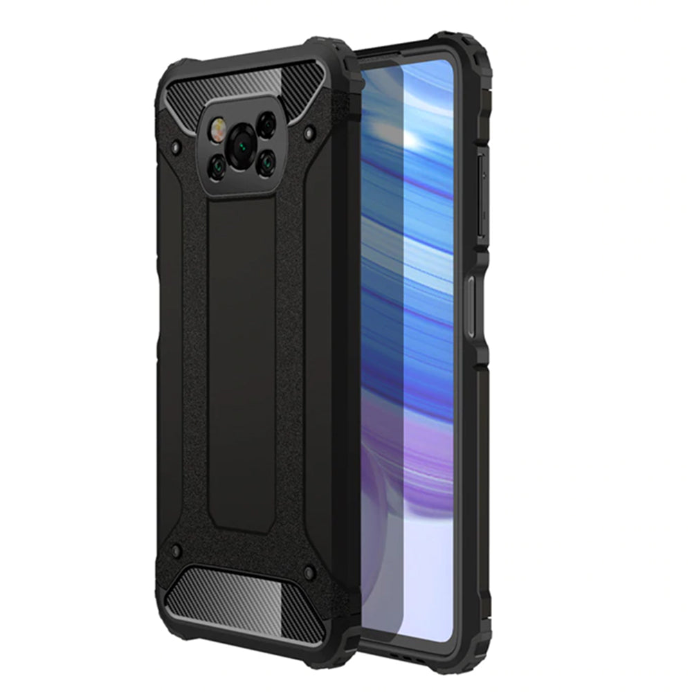 Custodia per Xiaomi Poco X3 Pro / X3 NFC / X3, Techsuit, Hybrid Armor, Nera