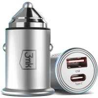 Caricabatterie per auto 3MK HyperCharger, 30W, 5A, 1 x USB-A - 1 x USB-C, argento — 3