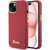 Custodia per Apple iPhone 15, Guess, Script Metal Logo & Frame, Rossa — 3