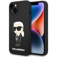 Custodia MagSafe per Apple iPhone 14 Plus, Karl Lagerfeld, Silicone Ikonik Karl, Nera