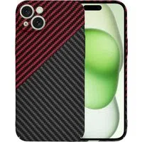Custodia per Apple iPhone 15 Plus, Techsuit, Carbonite FiberShell, Nero Rosso — 3