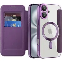 Custodia MagSafe per Apple iPhone 16 Plus, Techsuit, SmartMag Book, Viola — 3