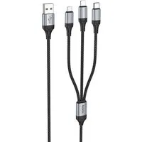 Cavo di Ricarica USB-A - Lightning / microUSB / USB-C HOCO X102 3in1, 18W, 1m, Nero — 3