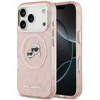 Custodia MagSafe per Apple iPhone 17 Pro Max, Karl Lagerfeld, Glitter Karl & Choupette Head, Rosa — 3