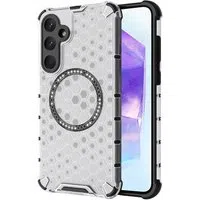 Custodia MagSafe per Samsung Galaxy A55 5G A556, Techsuit, HoneyComb Shield, Bianca — 3