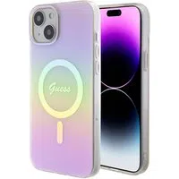 Custodia MagSafe per Apple iPhone 15, Guess, IML Iridescent Script, Rosa — 3
