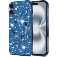 Custodia MagSafe per Apple iPhone 16 Plus, Techsuit, Luxury Glitter, Blu Scuro — 3