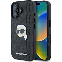 Custodia per Apple iPhone 16, Karl Lagerfeld, Monogramma Karl's Head, Nera — 3