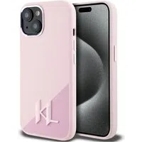 Custodia MagSafe per Apple iPhone 15, Karl Lagerfeld, Silicone Shadow Metal Initial, Rosa — 3