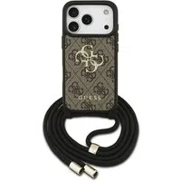 Custodia per Apple iPhone 17 Pro, Guess, Crossbody Cord 4G Big Log, Marrone — 3