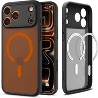 Custodia MagSafe per Apple iPhone 17 Pro Max, Spigen, Ultra Hybrid, Nera Arancione Satinata ACS10482 — 3