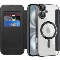 Custodia MagSafe per Apple iPhone 16 Plus, Techsuit, SmartMag Book, Nera — 3