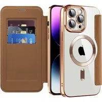 Custodia MagSafe per Apple iPhone 14 Pro Max, Techsuit, SmartMag Book, Marrone — 3