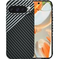 Custodia per Google Pixel 9 Pro, Techsuit, Carbonite FiberShell, Nero Grigio — 3