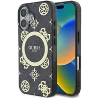Custodia MagSafe per Apple iPhone 16, Guess, IML 4G Peony, Nera — 3