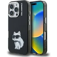 Custodia per Apple iPhone 16 Pro Max, Karl Lagerfeld, IML Aquarelle Logo Choupette, Nera — 3
