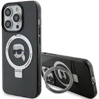 Custodia MagSafe per Apple iPhone 15 Pro Max, Karl Lagerfeld, Ring Stand Karl's Head, Nera — 3