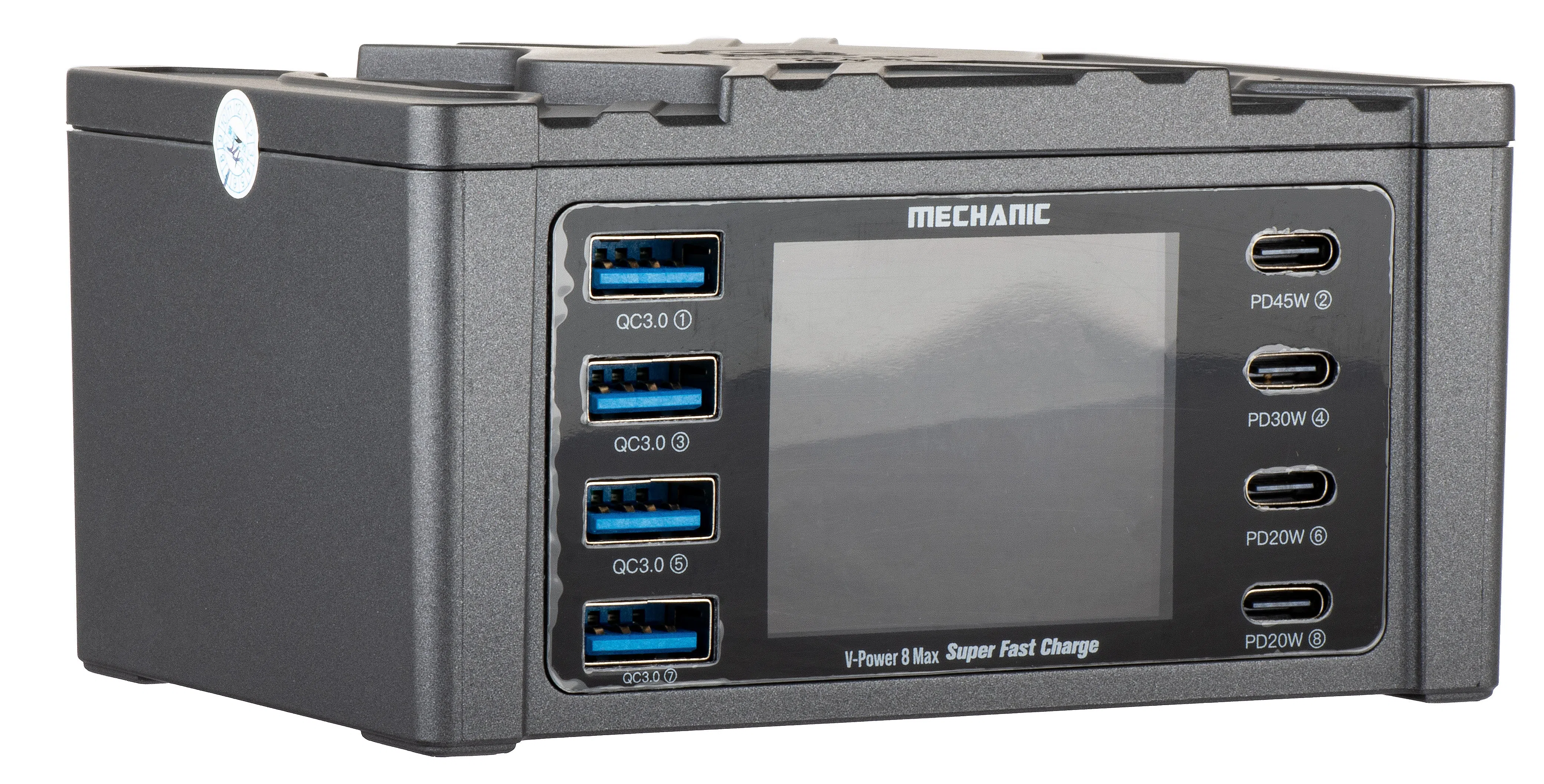 Caricabatterie Stazione Mechanic V-Power Max con Display, 115W, 3A, 4 x USB-A - 4 x USB-C, Nero — 2