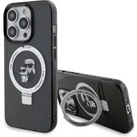 Custodia MagSafe per Apple iPhone 15 Pro Max, Karl Lagerfeld, Ring Stand Karl & Choupette, Nera — 3
