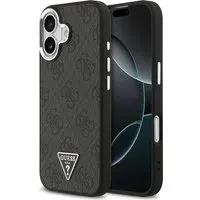 Custodia MagSafe per Apple iPhone 17, Guess, 4G Triangle Logo, Nera Argentata — 3