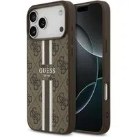 Custodia MagSafe per Apple iPhone 17 Pro Max, Guess, 4G Printed Stripes, Marrone — 3