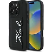 Custodia per Apple iPhone 16 Pro, Karl Lagerfeld, Metal Signature, Nera — 3