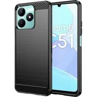 Custodia per Realme Note 50 / C51, Techsuit, Carbonio, Nera — 3