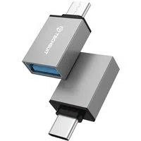 Adattatore OTG microUSB / USB-C - USB-A Techsuit A13 DuoVoltX, Grigio, Set 2 pezzi — 3