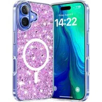 Custodia MagSafe per Apple iPhone 16 Plus, Techsuit, Sparkly Glitter, Magenta — 3