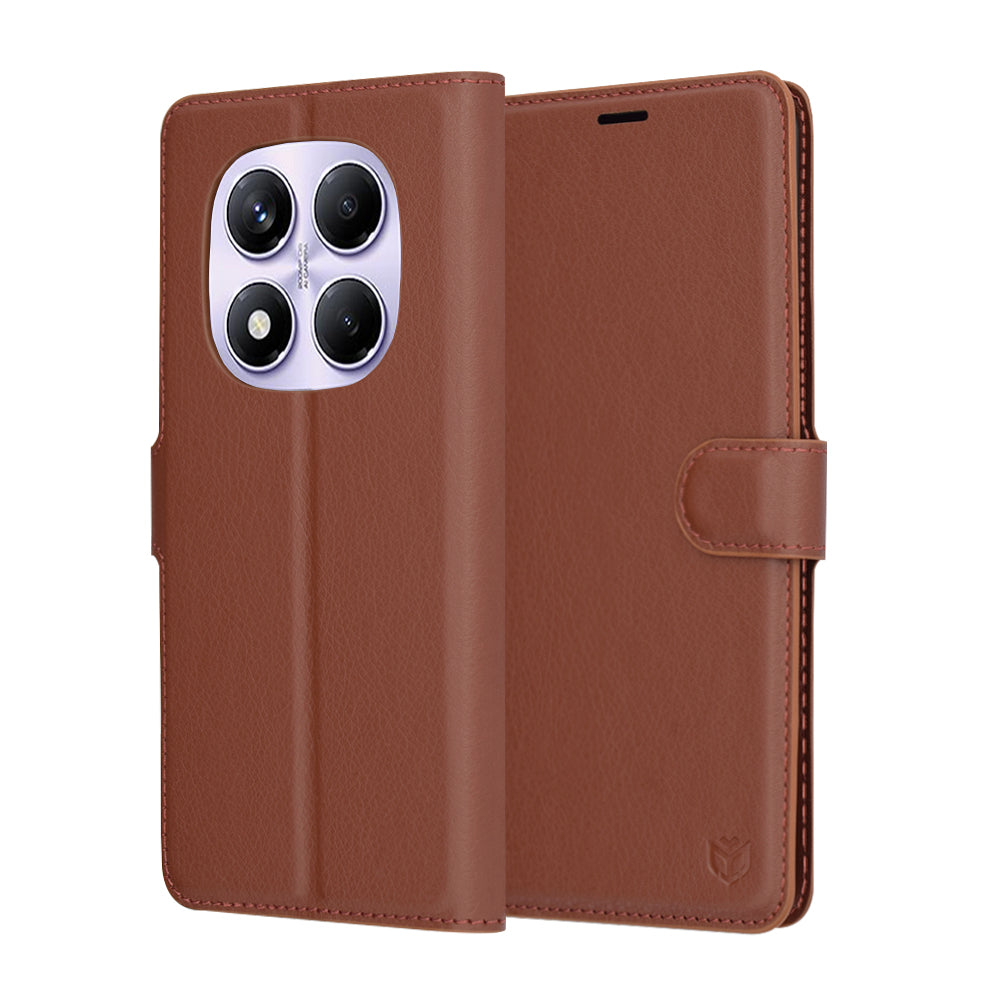 Custodia per Xiaomi Redmi Note 14 Pro 4G, Techsuit, Leather Folio, Marrone