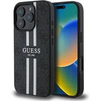 Custodia MagSafe per Apple iPhone 16 Pro, Guess, 4G Printed Stripes, Nera — 3