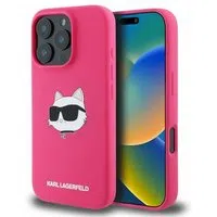 Custodia MagSafe per Apple iPhone 16 Pro Max, Karl Lagerfeld, Silicone Choupette's Head, Fucsia — 3