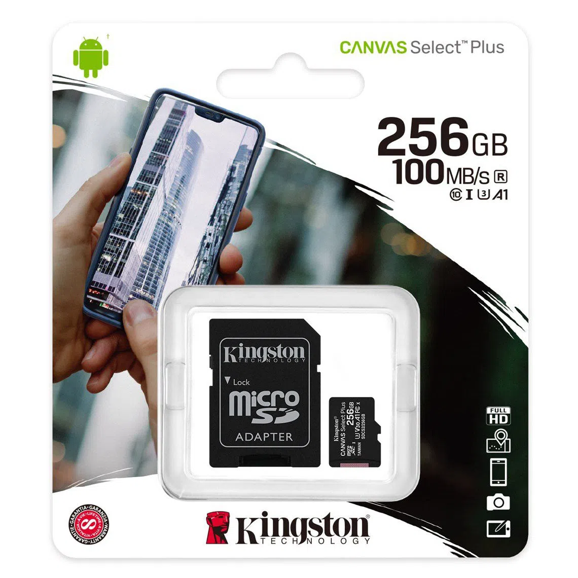 Scheda di memoria microSDXC Kingston Canvas Select Plus Android A1, 256Gb, Classe 10 / UHS-1 U3, con adattatore SDCS2/256GB — 2