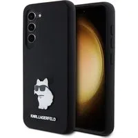 Custodia per Samsung Galaxy S23 S911, Karl Lagerfeld, Silicone Choupette Metal, Nera — 3