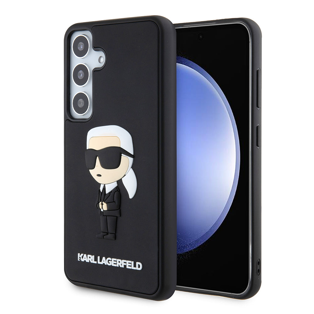 Karl Lagerfeld Custodia per Samsung Galaxy S24 S921, Karl Lagerfeld, 3D Rubber Ikonik Karl, Nera