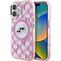 Custodia MagSafe per Apple iPhone 16, Karl Lagerfeld, IML Monogramma Karl & Choupette's Heads, Rosa — 3