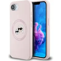 Custodia MagSafe per Apple iPhone 17e / 16e, Karl Lagerfeld, Silicone Karl & Choupette's Heads, Rosa — 3