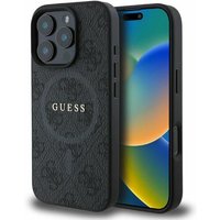 Custodia MagSafe per Apple iPhone 16 Pro Max, Guess, 4G Ring Classic Logo, Nera