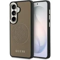 Custodia MagSafe per Samsung Galaxy S26 S942, Guess, Logo Perforato, Marrone — 3