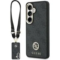 Custodia per Samsung Galaxy S26 S942, GUESS, 4G Big Rhinestone Triangle Strap, Nera — 3