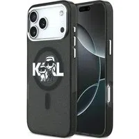 Custodia MagSafe per Apple iPhone 17 Pro Max, Karl Lagerfeld, IML Sketch Logo Glitter Karl & Choupette, Nera — 3