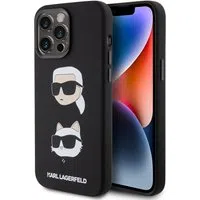 Custodia per Apple iPhone 15 Pro Max, Karl Lagerfeld, Silicone Karl & Choupette Heads, Nera — 3