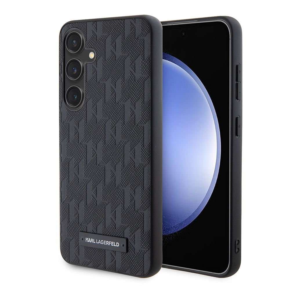Karl Lagerfeld Custodia per Samsung Galaxy S24 S921, Karl Lagerfeld, Saffiano Mono Metal Logo, Nera