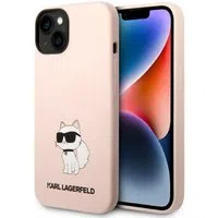 Custodia per Apple iPhone 14 Plus, Karl Lagerfeld, Silicone Choupette, Rosa — 3