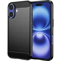 Custodia per Apple iPhone 16, Techsuit, Carbonio, Nera — 3
