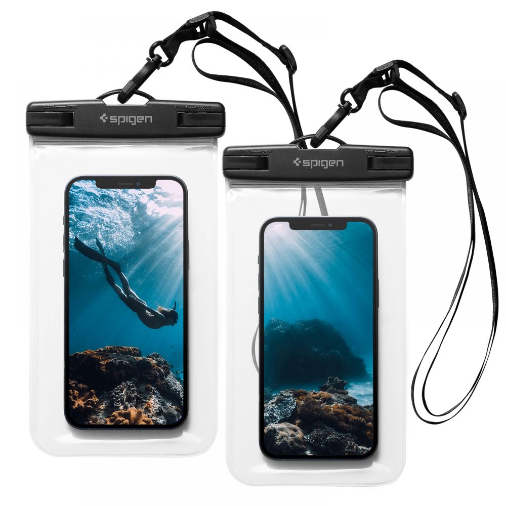 Custodia Universale Waterproof per Telefono max. 3.5inch - 7inch, Spigen, A601, Set 2 pezzi, Trasparente AMP03098