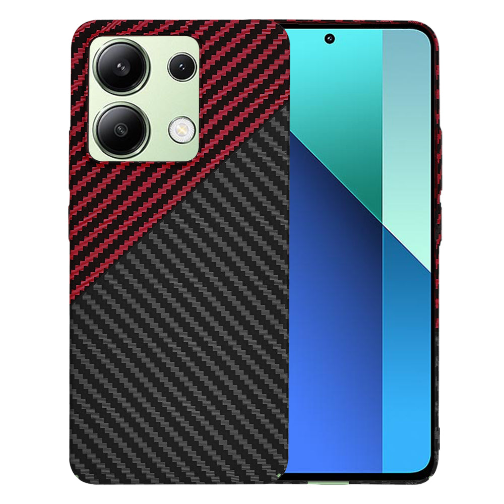 Custodia per Xiaomi Redmi Note 13 4G, Techsuit, Carbonite FiberShell, Nero Rosso