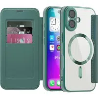 Custodia MagSafe per Apple iPhone 17, Techsuit, SmartMag Book, Verde — 3